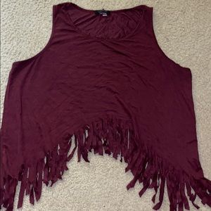 Velvet material. Color: Ruby. Crop Top . Loose.